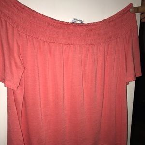 Off the shoulder women’s coral top